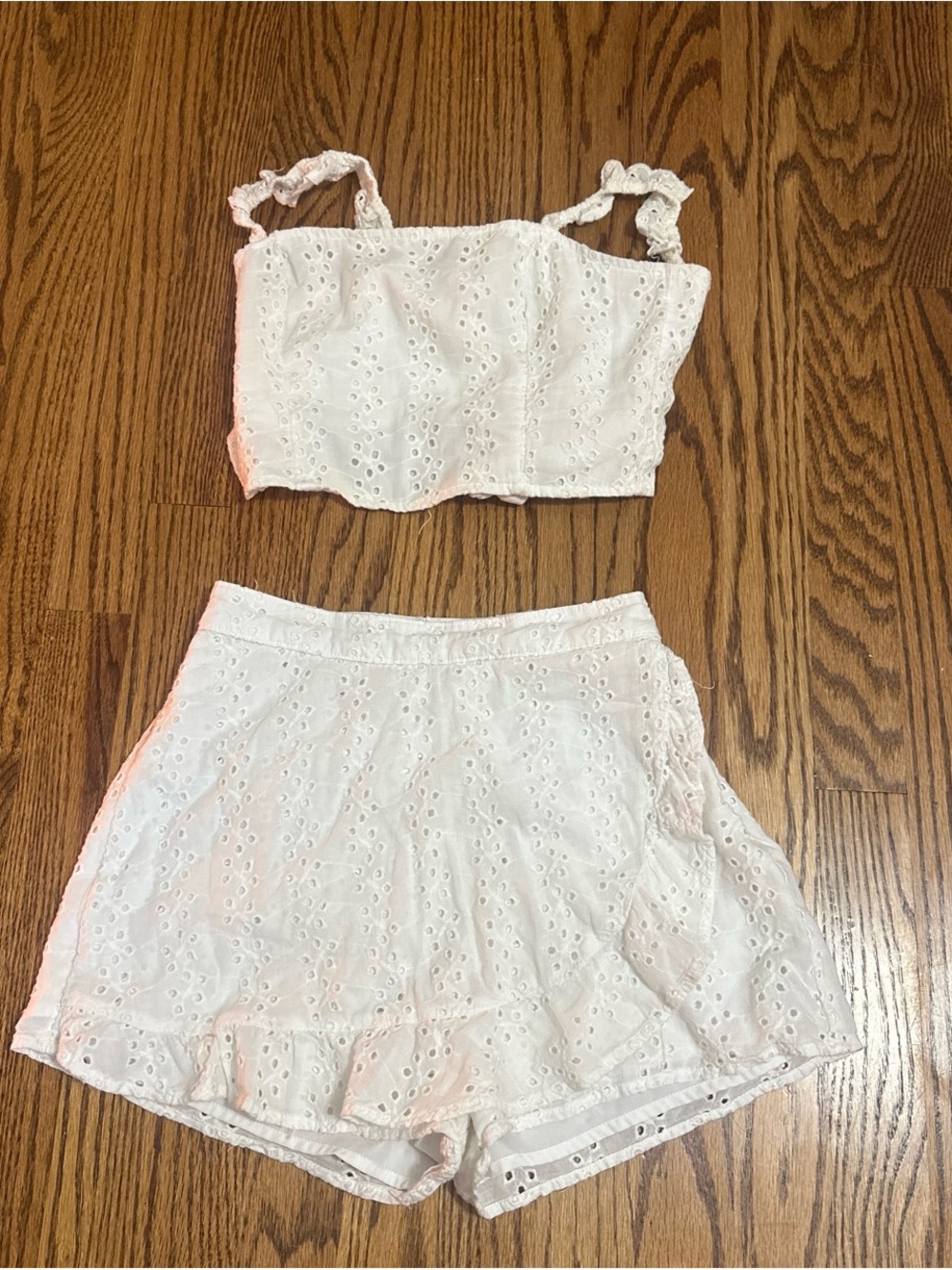 Hollister White Eyelet Two-Piece Skirt Set